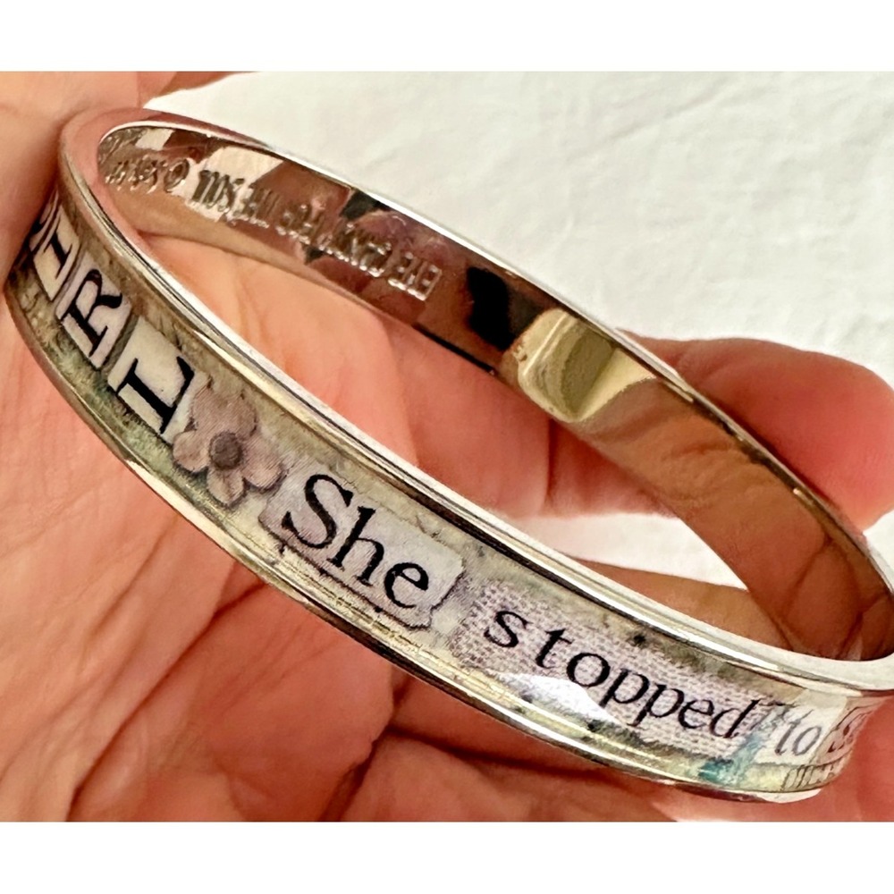 Sally Jean Garden Bracelet She Stopped to smell the roses Bangle Flowers Silver